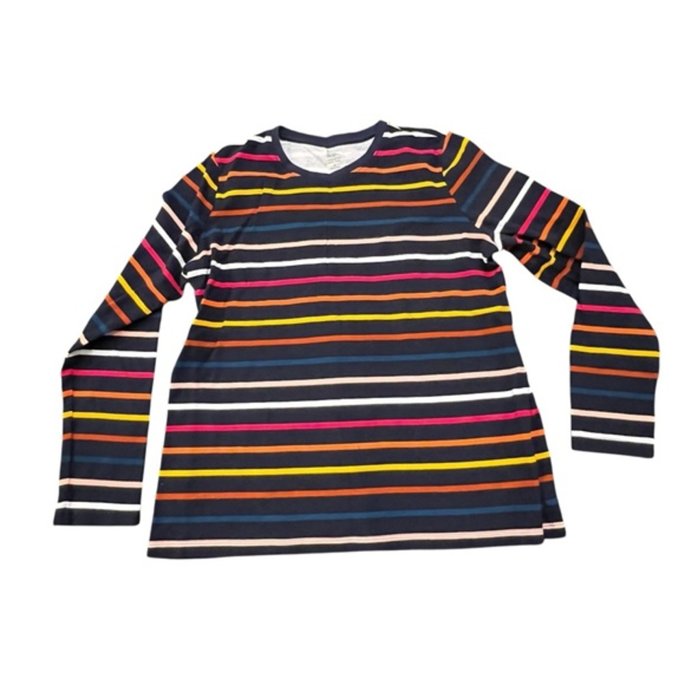 Kim Rogers Striped Crew Neck Top Medium Perfectly Soft Long Sleeve Casual Cotton